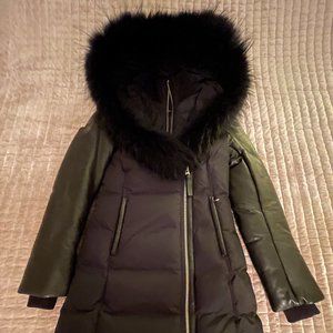 Mackage Coat XS - Black with Black Fur and Leather Sleeves